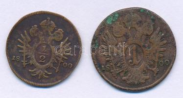 Ausztria 1800A 1/2kr Cu + 1kr Cu "I. Ferenc" T:VF, patina Austria 1800A 1/2 Kreuzer Cu + 1 Kreuzer Cu "Franz I" C:VF, patina Krause KM#2108, KM#2111