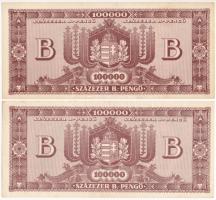 1946. 100.000BP (2x) T:XF,F egyik hajtatlan, másik szép papír, mindkettőn folt
Adamo P36