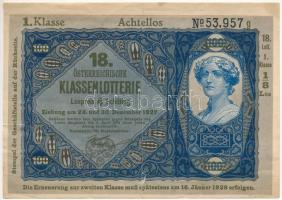 Ausztria 1927. "18. Österreichische Klassenlotterie (18. Osztrák Osztálysorsjáték)" első o...