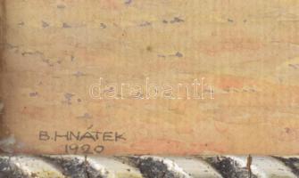 B. Hnatek jelzéssel: Utcarészlet (Felvidék?), 1920. Akvarell, papír. Üvegezett fakeretben, 19x29 cm