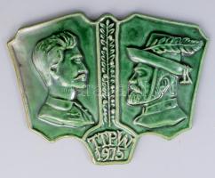 1975 Petőfi Sándor / Bem József kerámia plakett, kis kopásnyomokkal, 14×19 cm