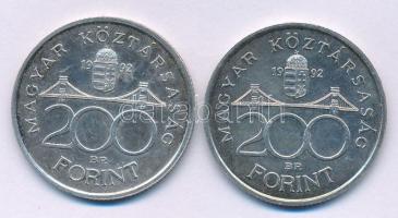 1992. 200Ft Ag "MNB" (2x) T:AU,XF patina Adamo F13