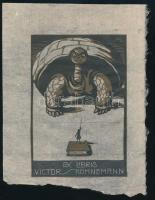 Adolf Kunst (1882-1937): Ex libris Victor Kühnemann. Linómetszet, hártyapapír, jelzett a metszeten, 15x10 cm