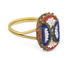Murano régi mikromozaik gyűrű, m:53, mikromozaik h: 1,5 cm