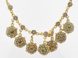 Murano régi mikromozaik nyakék, függő részekkel
