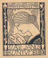 Kozma Lajos (1884-1948): Szász János könyve (ex libris). Klisé, papír, jelzett a klisén, lap széle sérült, 8,5×7 cm