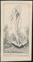 Sassy Attila (1880-1967): Ex libris Edith Gerlóczy de Alsóviszoka. Klisé, papír. jelzett a klisén. 18x8,5 cm.