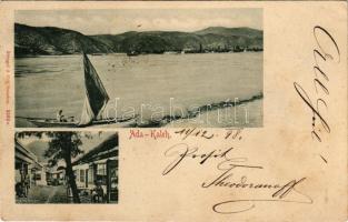 1898 (Vorläufer) Ada Kaleh, látkép, vitorlás, utcakép. Stengel &amp; Co. (Dresden) / general view, sailing boat, street (fl)