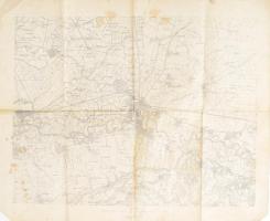 cca 1914 Arad és környékének katonai térképe, 1:75 000, K.u.k. militär-geographisches Institut, foltos, 48×62 cm