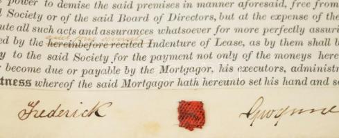 1875 The Planet Building Society - brit jelzálog szerződés, pecséttel