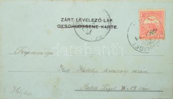 cca 1900 Zárt levelezőlap, kihajtható, benne litho térbeli dekoráció