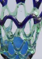 Színes hutaüveg díszváza, m: 27 cm