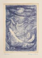 Balogh László (1930-2002): Cápa. Rézkarc, papír, jelzett. Paszpartuban. 16,5x11,5 cm