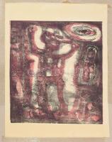Balogh László (1930-2002): Alak. Litográfia, papír, jelzés nélkül. Kartonra kasírozva. 30,5x27,5 cm
