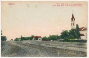 1927 Daruvár, Darova (Krassó-Szörény); római katolikus templom a községházával / Rom. kath. Kirche mit dem Gemeindehaus / Roman Catholic church, town hall (EK)