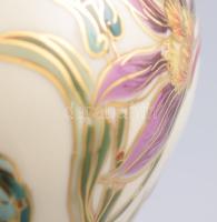 Zsolnay Virág mintás váza. Kézzel festett, jelzett, hibátlan m:18 cm