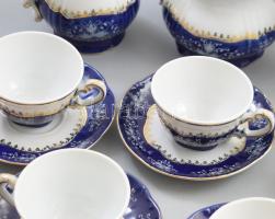 Zsolnay Pompadour mintás mokkás készlet, hat személyes jelzett, teljes, hibátlan