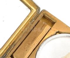 Houbigant jugendstil pudrié, jelzett, üvege vakitos, h: 6 cm