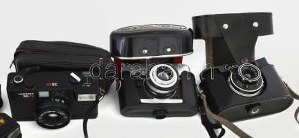 Nagy kamera tétel: Smena8, Panasonic Zoom, Hanimex 35FE, Beirette VSN, Carena, Zenit 10 váz + tartoz...
