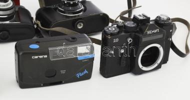 Nagy kamera tétel: Smena8, Panasonic Zoom, Hanimex 35FE, Beirette VSN, Carena, Zenit 10 váz + tartoz...