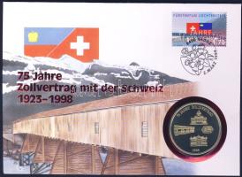 Liechtenstein 1998. 5€ "Vámunió" bélyeges érmés borítékon, alkalmi bélyegzéssel, ismertetővel T:1