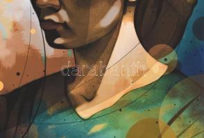 Fenster T. Gábor (1981-): Face to face. Print, vászon. Jelzett a hátoldalon. Egyedi, digitális grafi...