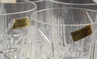 Parádi kristály whiskey pohár garnitúra, 6 darab, címkével jelzett, m: 10,5 cm