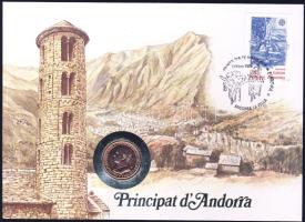 Andorra 1986. 25c "D´Urgell" bélyeges érmés borítékon elsőnapi bélyegzővel, ismertetővel T:BU