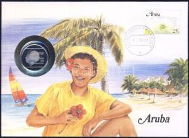 Aruba 1988. 1Fl Beatrix bélyeges érmés borítékon, ismertetővel T:exPP