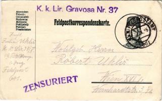 1916 Első világháborús osztrák-magyar tábori postai levelezőlap V. Mehmed oszmán szultán arcképével / WWI Austro-Hungarian K.u.K. military field postcard with Mehmed V + "K. k. Lir. Gravosa Nr. 37" "K.U.K. FELDPOSTAMT 601" (EB)