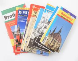 14 db várostérkép (fővárosok): Budapest, Isztambul, Belgrád, Varsó, Vilnius, Prága, stb.