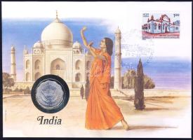 India 1974. 10P érmés borítékon, alkalmi bélyegzős bélyeggel, ismertetővel T:1