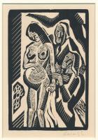 Kolozsváry Sándor (1896-1944): Várakozás. Fametszet, papír, utólagos jelzéssel, paszpartuban, 18×12 cm