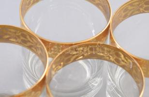Aranymintás peremű whiskey pohár garnitúra, 6 db, m: 9 cm