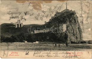 1905 Dévény, Theben a. d. Donau, Devín (Pozsony, Bratislava); Árpád szobor, emlékmű, vár / statue, monument, castle (fl)