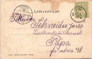 1905 Dévény, Theben a. d. Donau, Devín (Pozsony, Bratislava); Árpád szobor, emlékmű, vár / statue, m...