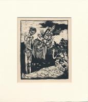 Kondor Béla (1931-1972): Maszk, fametszet, papír, paszpartuban, jelzés nélkül, 14×11 cm