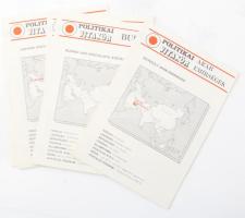 cca 1980 A Politikai Vitakör 14 db ismertetője közel-keleti és ázsiai országokról (Egyesült Arab Emírségek, Banglades, India, Jordánia, stb.)