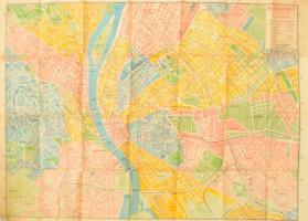 cca 1940 Budapest belterületének térképe, Bp., Aczél Testvérek kiadása, kis lapszéli sérülésekkel, 4...