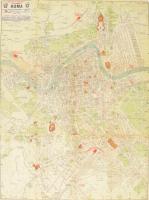 cca 1900-1910 Pianta Pharus della citta di Roma / Róma térképe, 1 : 8.500, Berlin, Pharus Verlag GmbH, kisebb sérülésekkel, 60,5x45,5 cm