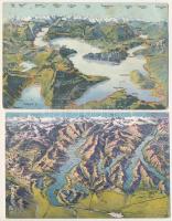 2 db régi térkép motívum képeslap / 2 pre-1949 map motive postcards