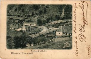 1910 Jádremete, Remecz (Remete), Remeti; munkások lakhelye, templom, fűrésztelep. Foto Vágó (Arad) / laborers' residences, churc h, forest industry, sawmill (kis szakadás / small tear)
