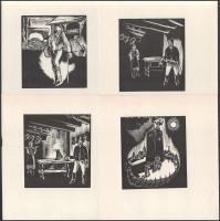 Buday György (1907-1990): 10 db jelzés nélküli fametszet, 10x9 cm és 11,5x10,5 cm közötti méretben