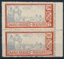 1925 Aero Szeged-Budapest légi járat 2000K levélzáró ívszéli párban