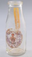 cca 1930 Puzstaszentkirály Tejes üveg, feliratos, kopott 19 cm