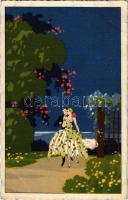 Italian dancing romantic couple art postcard. Fortuna 2284.