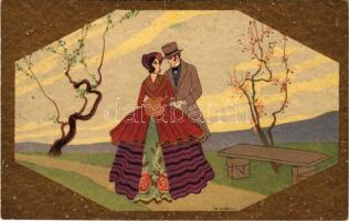 Italian art postcard, couple in love. Élite CCM 2611. s: D. Gobbi