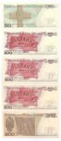 Lengyelország 1982-1988. 50Zl (2x) + 100Zl (3x) + 200Zl (3x) + 500Zl T:UNC,AU szamárfülek, pici szak...
