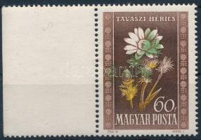 1950 Virág I. 60f bélyeg nagy ívszéllel, fordított színnyomattal
