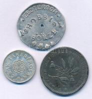 3db-os zsetontétel, közte Németország DN "Telephon-Marke" fém telefonérme + 1991. "2 Fillér / Esztergom Hobbi Börze" Al zseton T:XF,VF